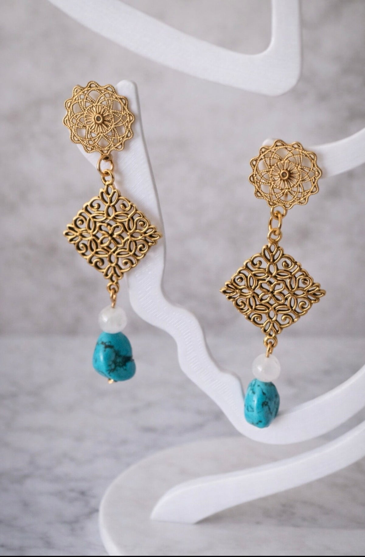 Boucles d'oreilles Turquoise & Or