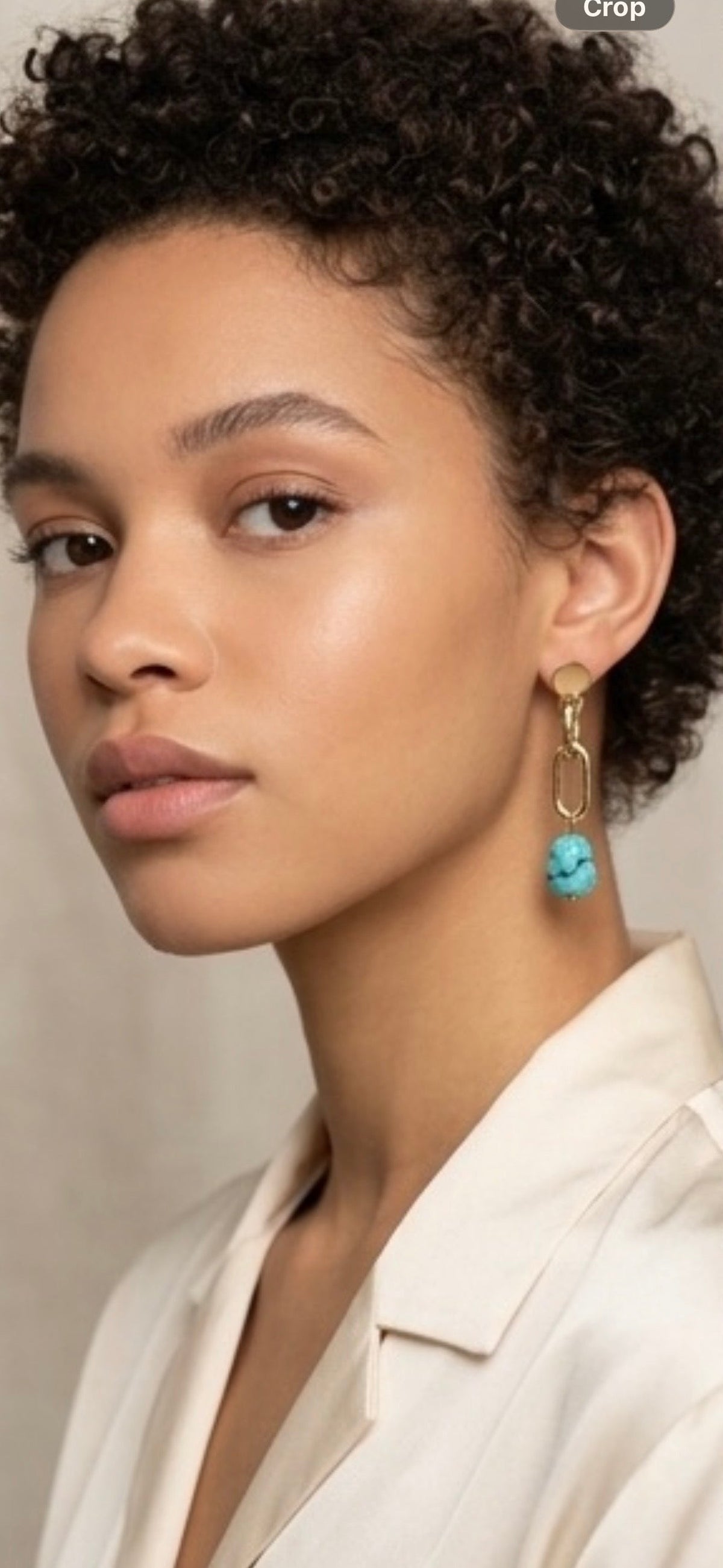 Boucles d'oreilles Turquoise & Chaîne Dorée