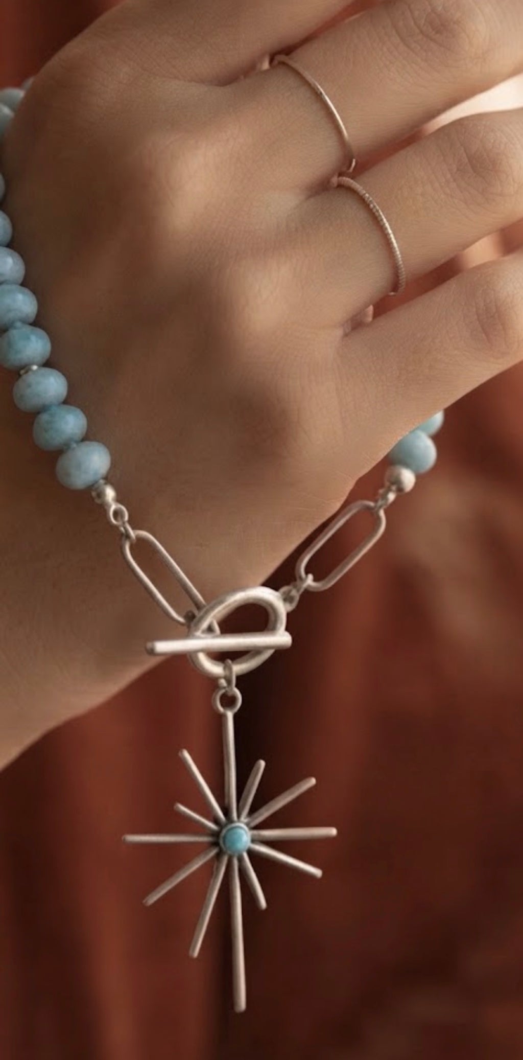 North Star Necklace in Sterling Silver and Gemstones - Bohemian Chic Style