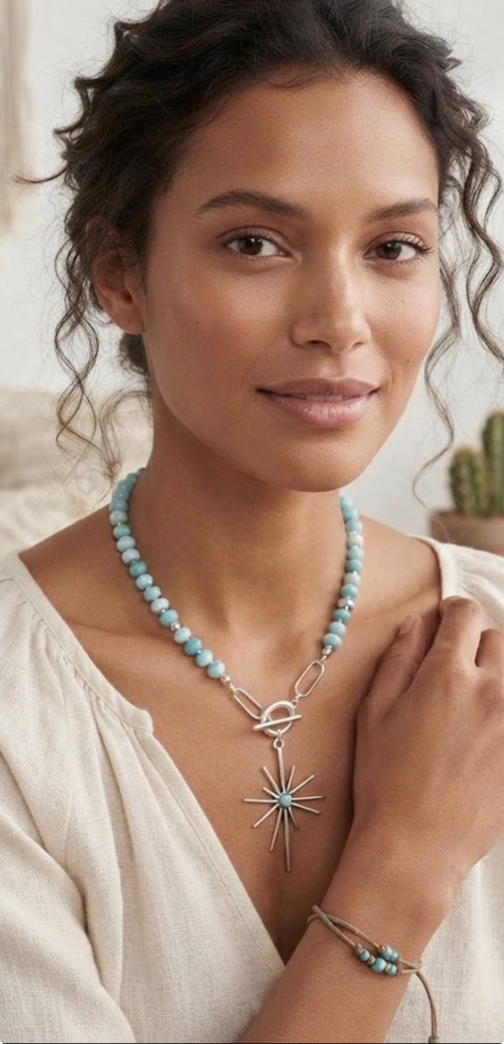 North Star Necklace in Sterling Silver and Gemstones - Bohemian Chic Style