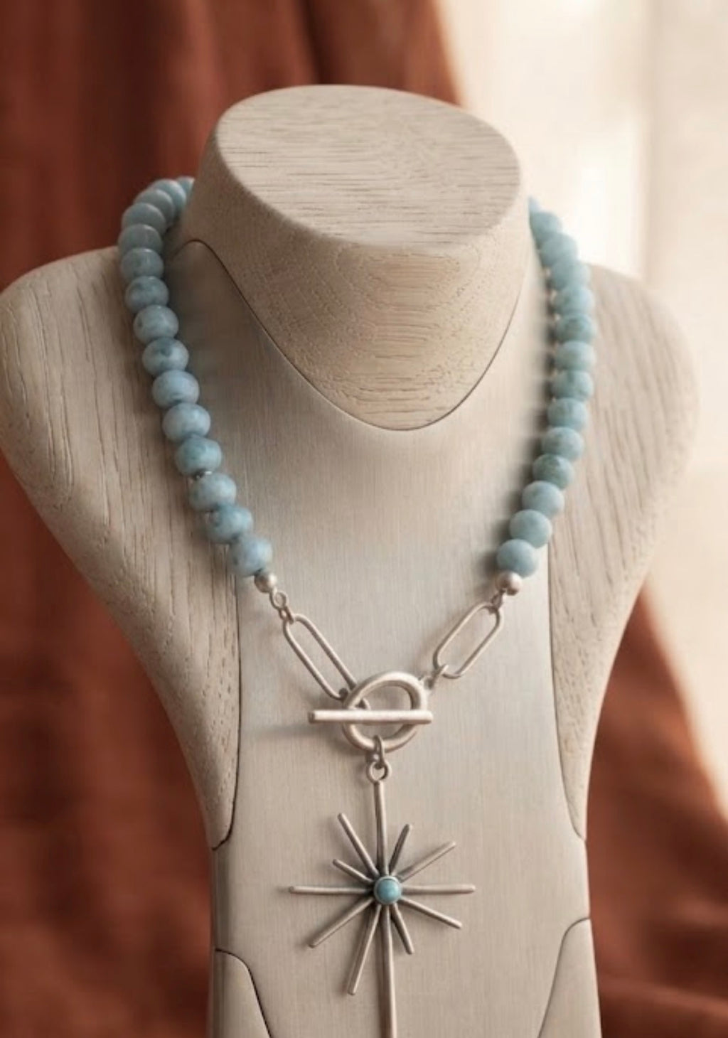 North Star Necklace in Sterling Silver and Gemstones - Bohemian Chic Style