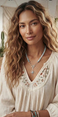 North Star Necklace in Sterling Silver and Gemstones - Bohemian Chic Style