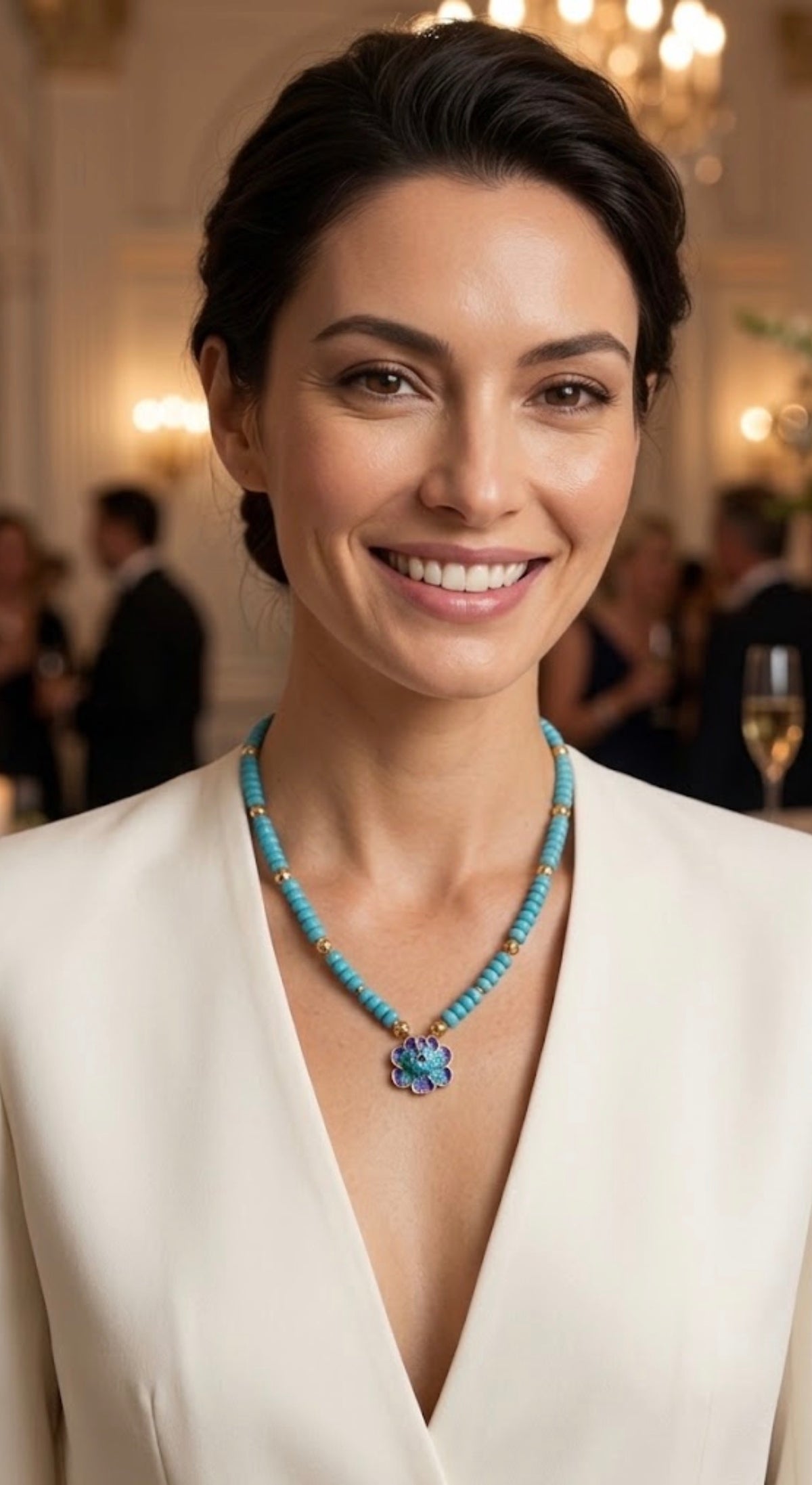 Collier en Turquoise avec Pendentif Lotus