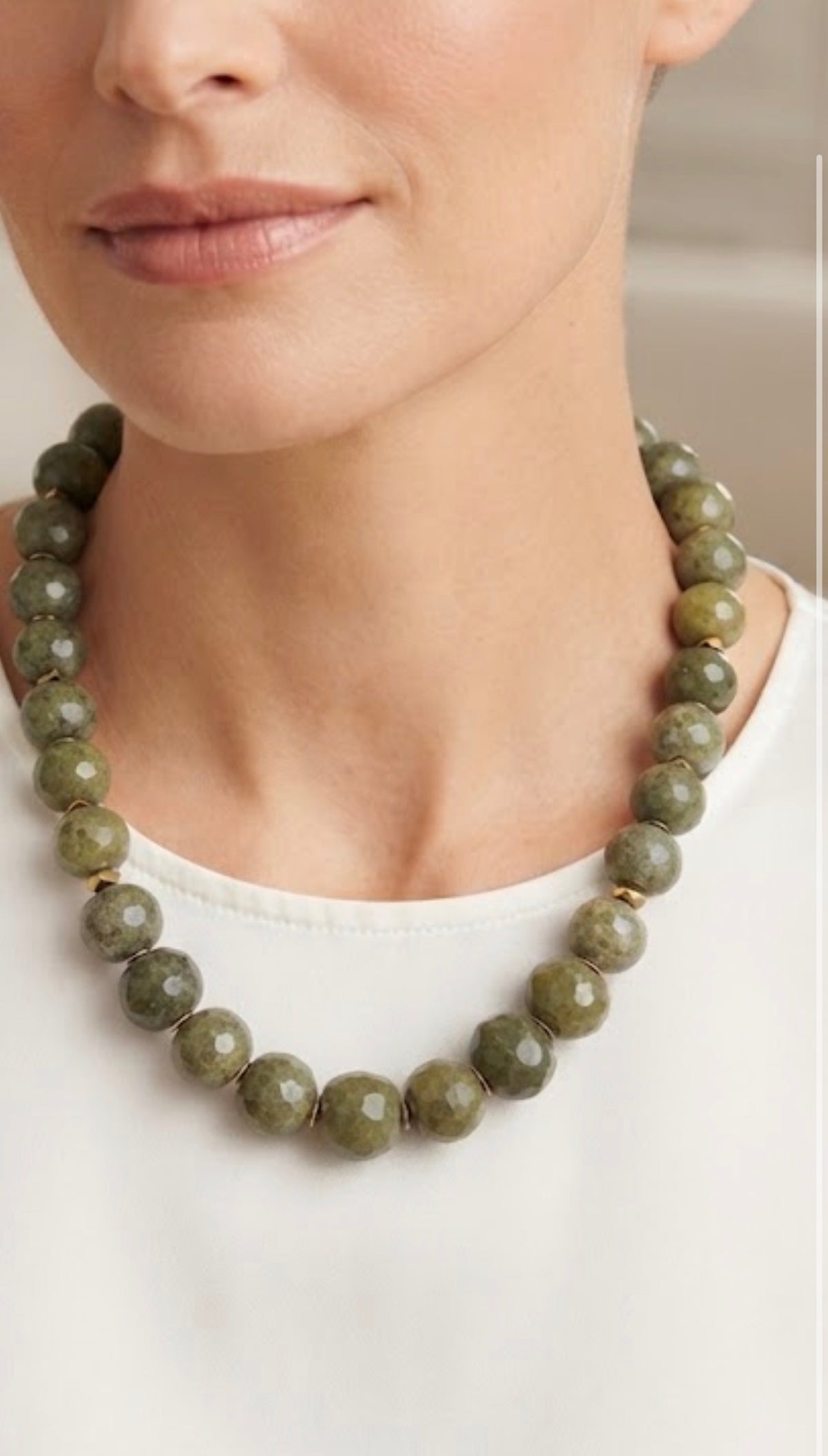 Collier en Jaspe Vert Orageux