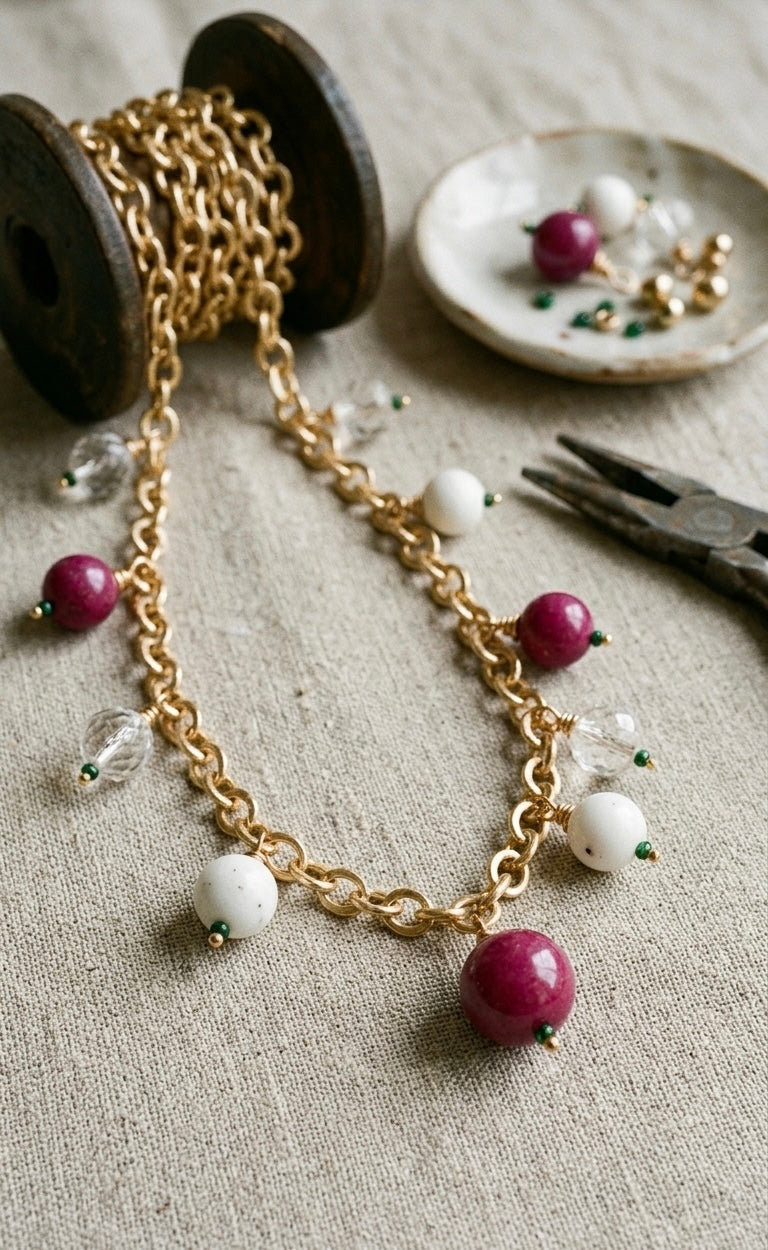Collier Chaîne Pendentifs Perles "Éclat Bohème"