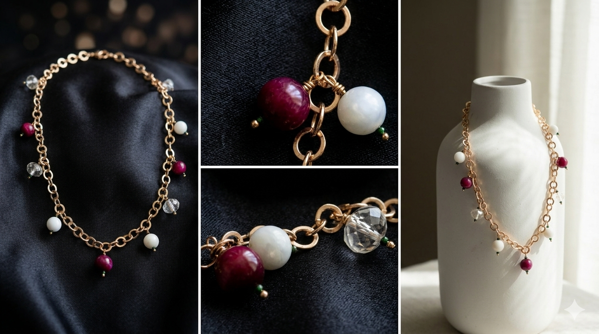 Collier Chaîne Pendentifs Perles "Éclat Bohème"