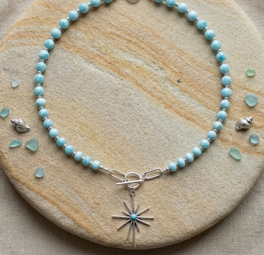 North Star Necklace in Sterling Silver and Gemstones - Bohemian Chic Style