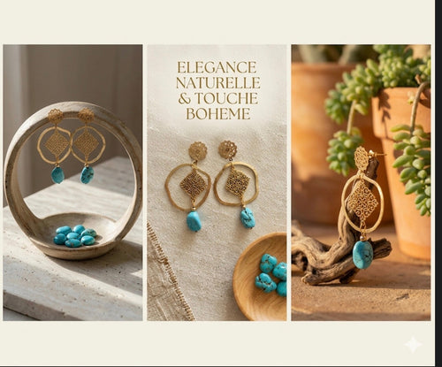 Gold & Turquoise Bohemian Earrings