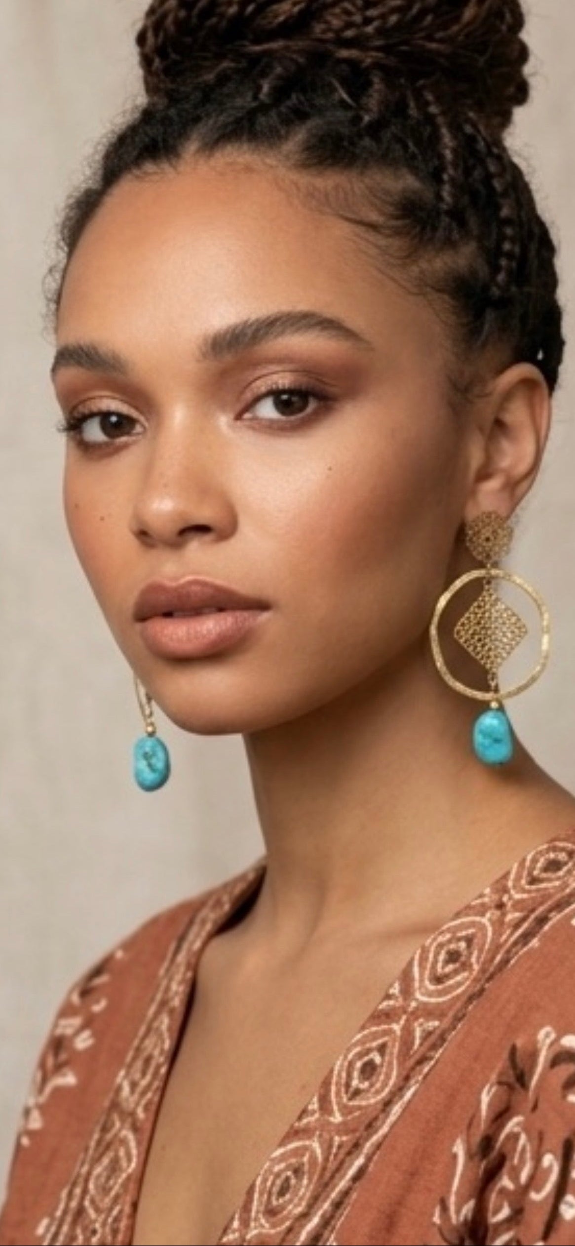 Gold & Turquoise Bohemian Earrings