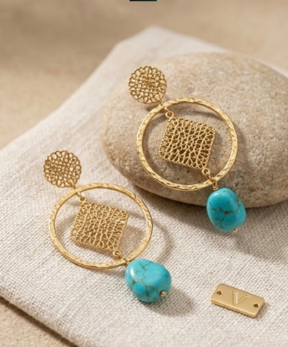 Gold & Turquoise Bohemian Earrings