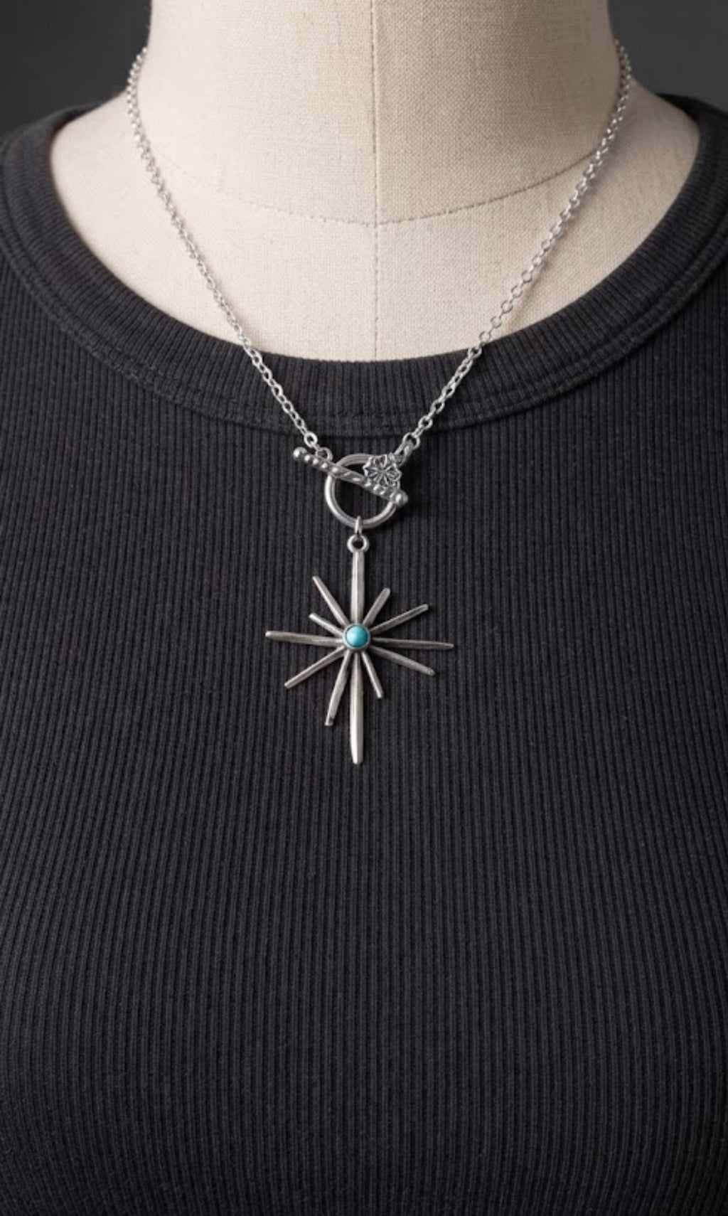 North Star Necklace in Sterling Silver with Bohemian Chic Turquoise