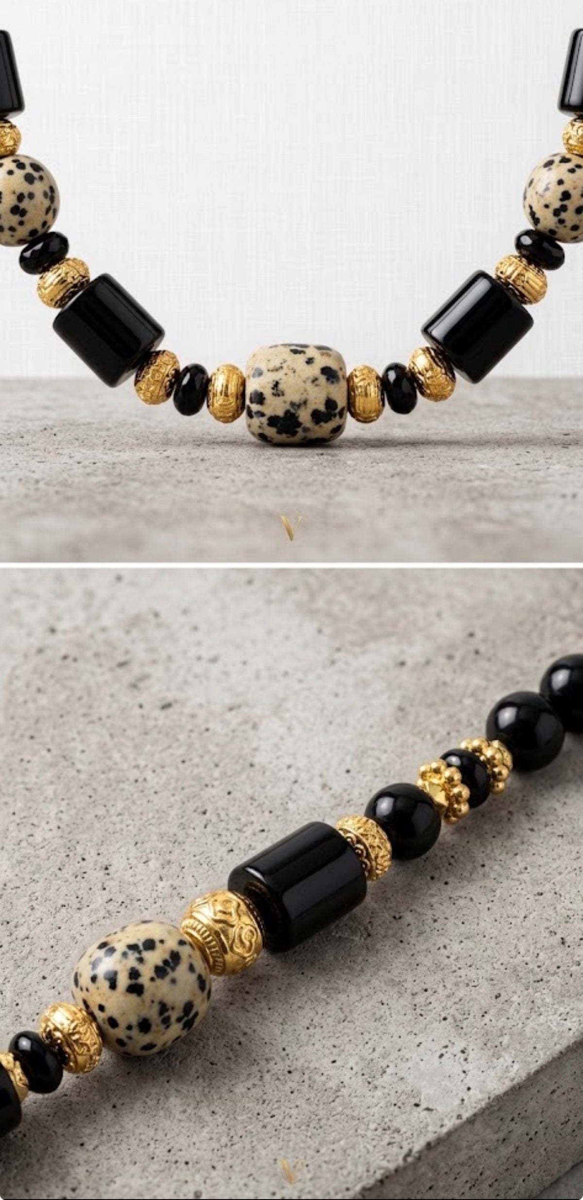 Koriyaa Necklace — Dalmatian Jasper & Black Onyx