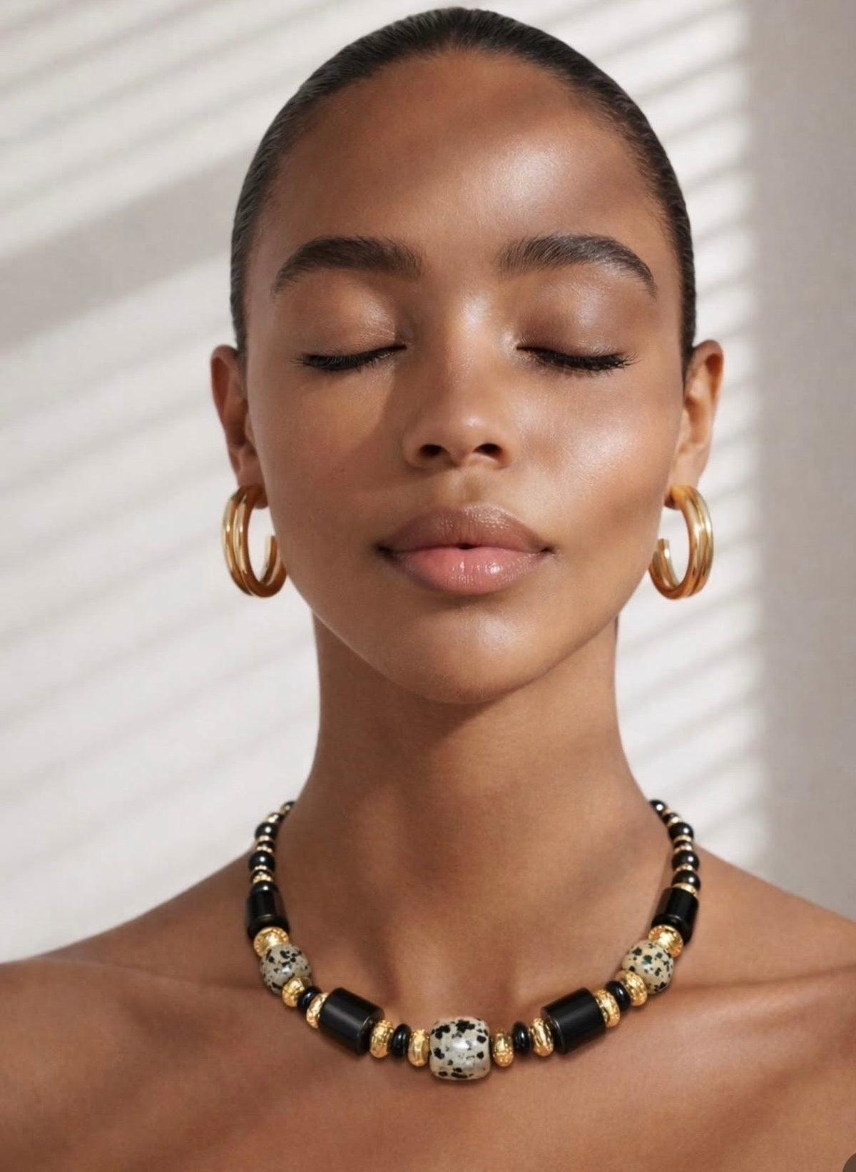 Koriyaa Necklace — Dalmatian Jasper & Black Onyx